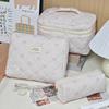 Vintage Large Capacity Cosmetic Bag Portable Travel Storage Bag Handheld Makeup Pouch for Toiletries Cosmetics Organizer Outdoor Daily Use