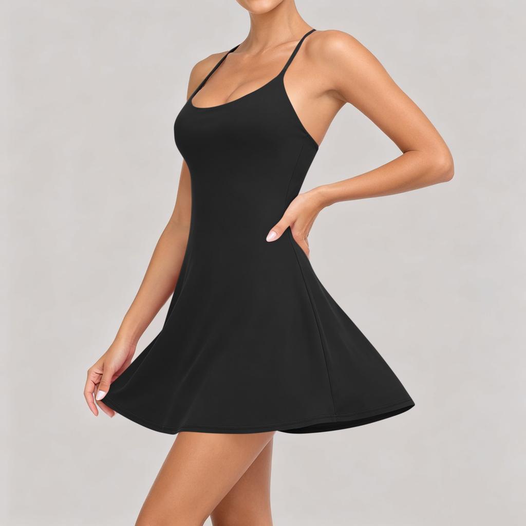 Women Sleeveless Sports Dress Ice Silk Quick Dry Athletic Dress Outdoor Training Running Tennis Dress with Slim Fit and Lightweight Fabric