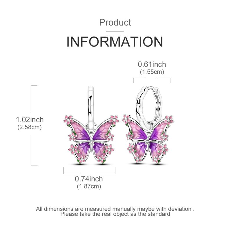 925 Sterling Silver Earrings Women Jewelry Butterfly Flower Dragonfly Zircon Hoop Ear Studs Sparkling Earring Wedding Gift