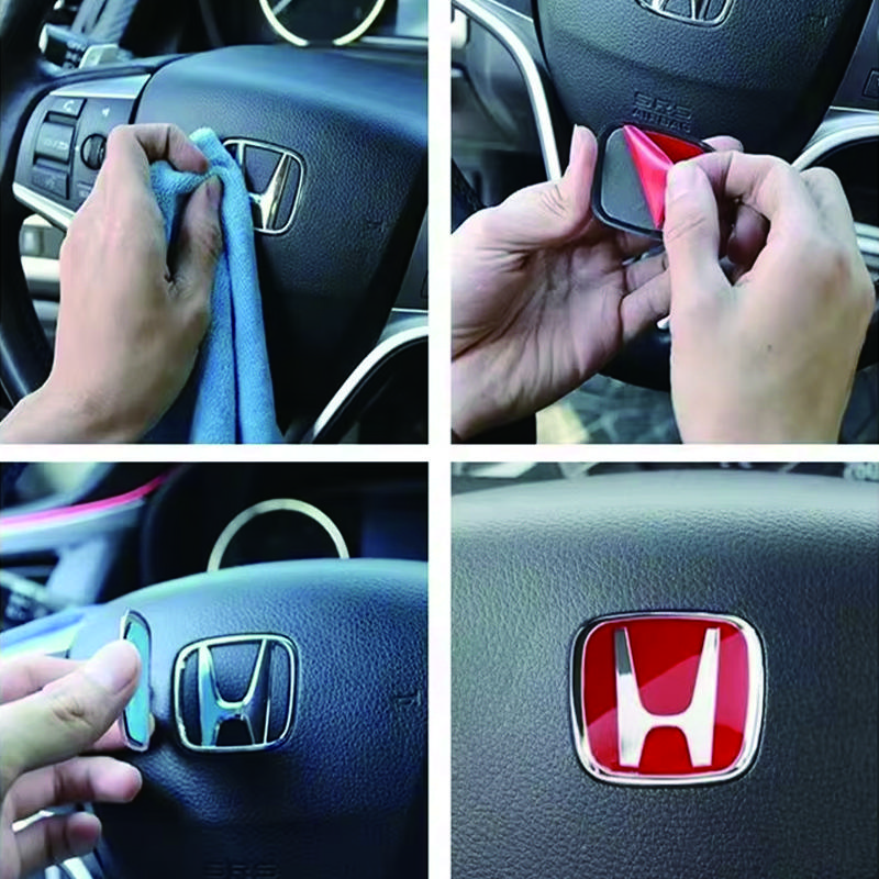 Car Steering Wheel Emblem Badge H-Sticker Accessories For Honda Civic Fit Jazz Accord Pilot CRV Odyssey HRV City Ny1 Valve Stem