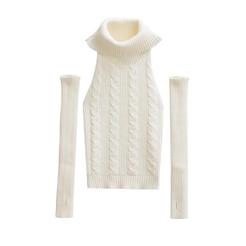 Sexy Slim Fit Turtleneck Sleeveless Knit Sweater Short Top Women