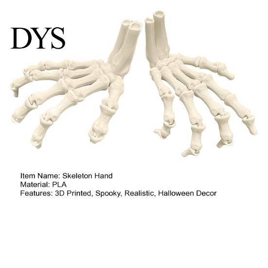 Eco Friendly Halloween Party Supplies Skeleton Hands, 3D Printed Hand Bones Model, Realistic Decorative Hands for Events Spooky Bone Claw Prop