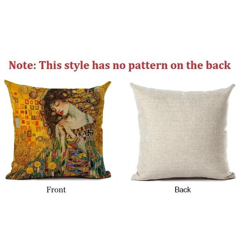 Gustav Klimt Art Theme Decorative Cushion Cover Classic Retro Style Beautiful Women Print Square Durable Linen Throw Pillow Case