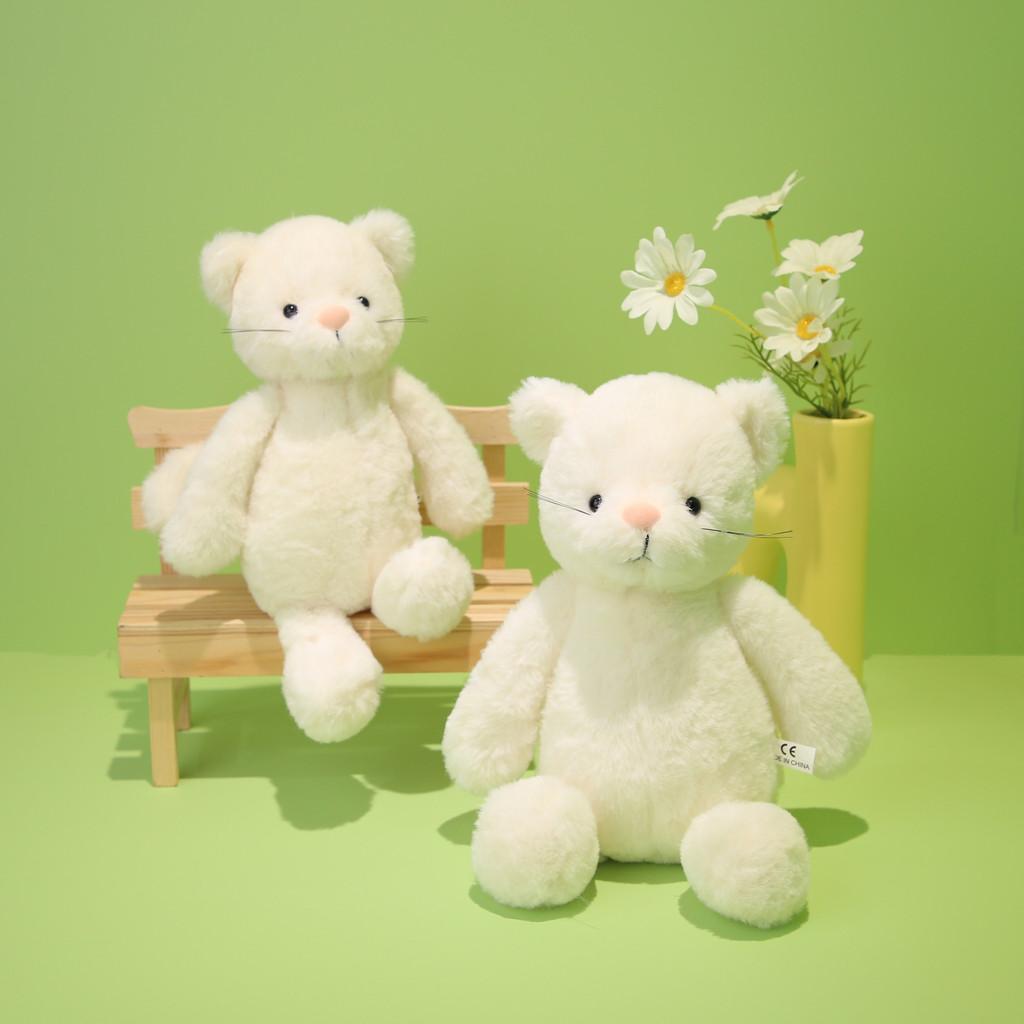 Adorable White Cat Plush Toy Cute Cat Doll Birthday Gift For Girls Soft Comfort Cushion