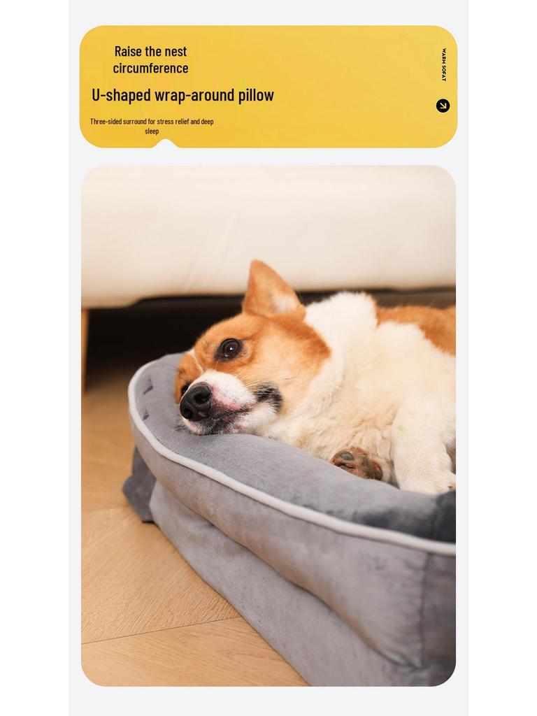 Waterproof, Wear-Resistant Dog & Cat Bed: Medium/Large Massage Sponge Sofa, Stain-Resistant Kennel.