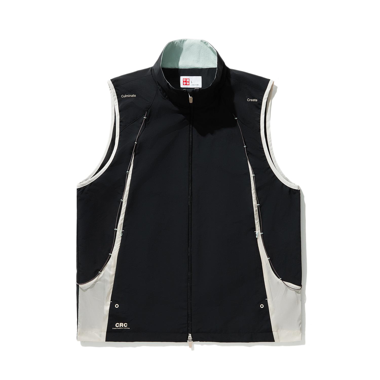 

Коллаборация Li Ning X CRC Сращенный жилет без рукавов на молнии со стойкой Унисекс жилет Черный AMDU041-2 M