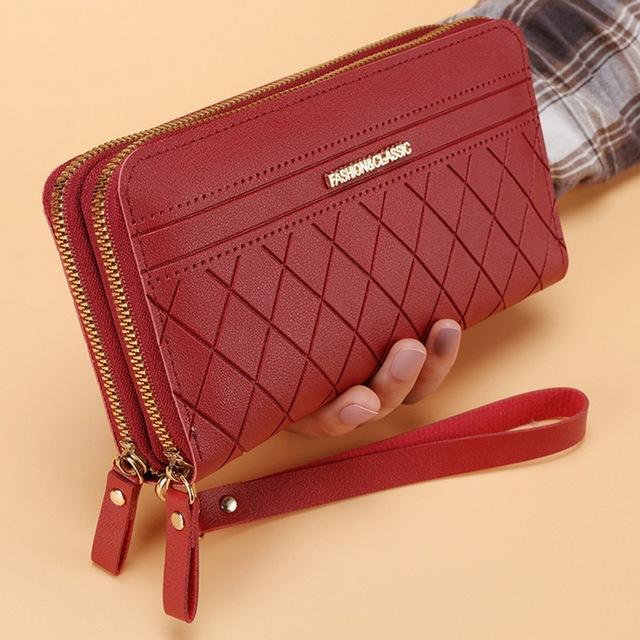 Double Zipper Long Wallet For Women Simple Female Purses Coin Purse Card Holder Fashion Retro Large Capacity