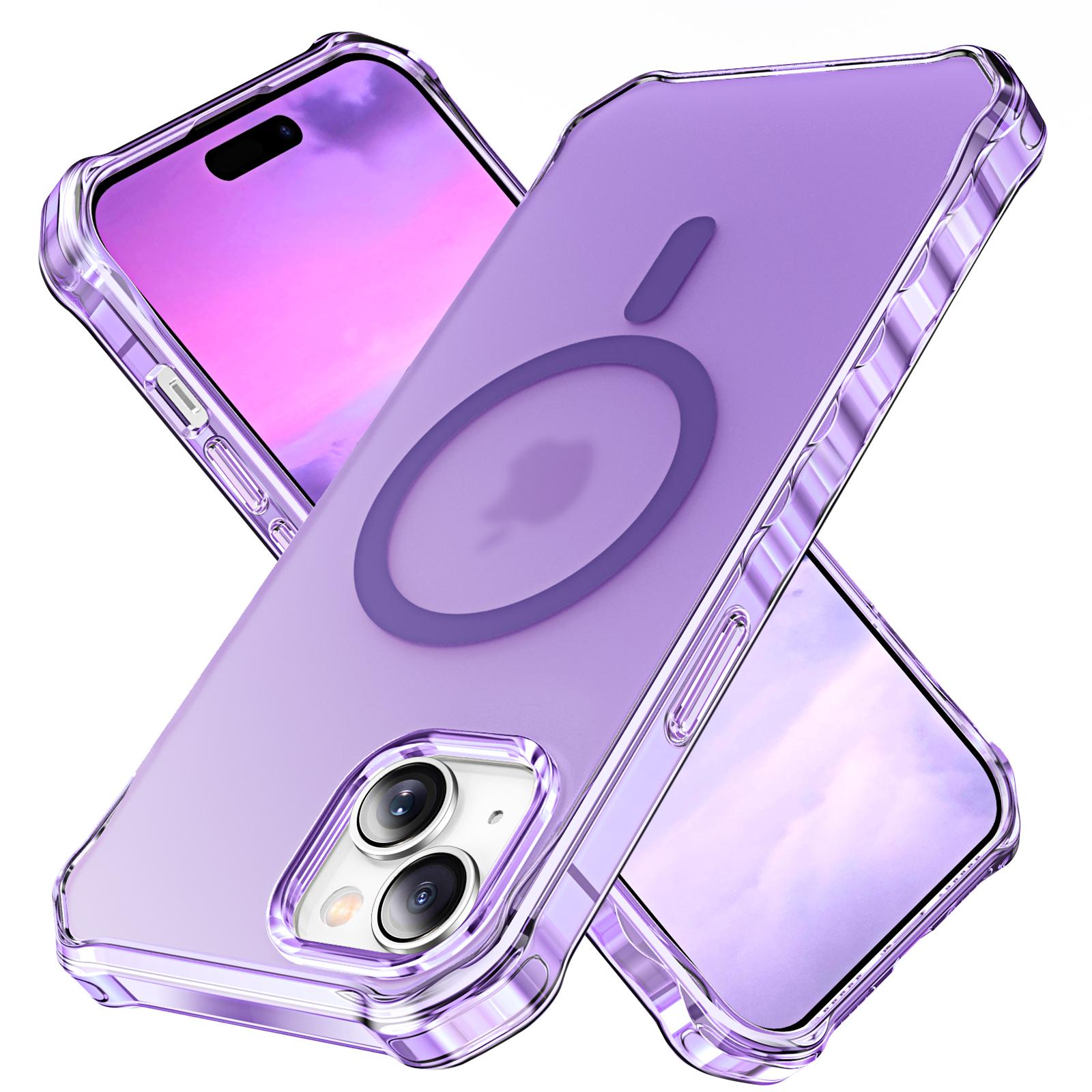 

For iPhone 15 Case Compatible with MagSafe Small Wavy Edge PC+TPU Phone Cover Purple