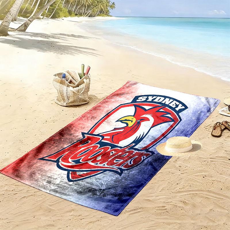 Sydney Roosters Legacy Print Beach Towel, Large Soft Quick Dry Towel for Beach Camping Swimming