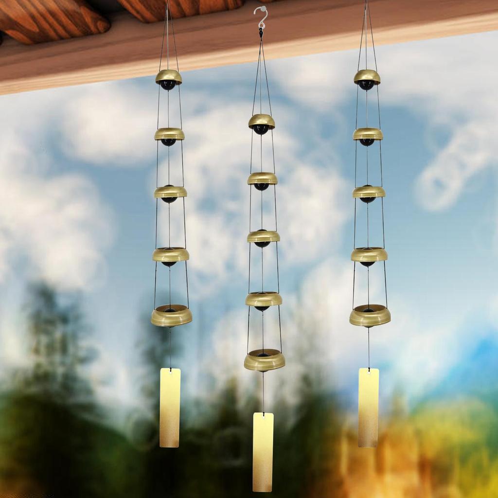 Blessing Wind Chime, Outdoor Copper Wind Chime, Unique Zen Feng Shui Wind Chime, With 5 Bells, Garden Wind Chimes Decor