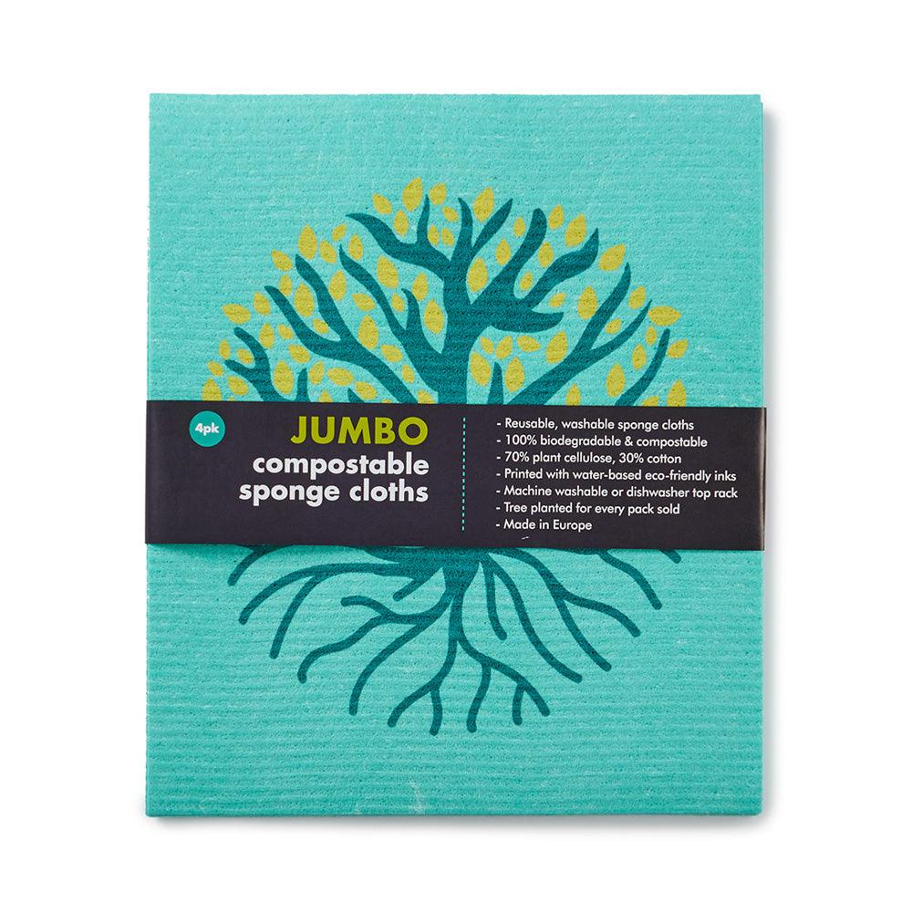 

Jumbo Compostable Sponge Cleaning Cloths 4 Pack