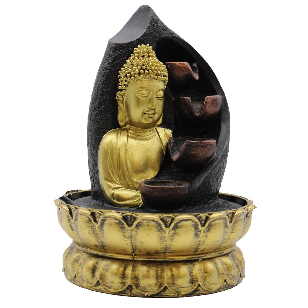 Tabletop Fountain 30cm Golden Buddha Pouring Pots