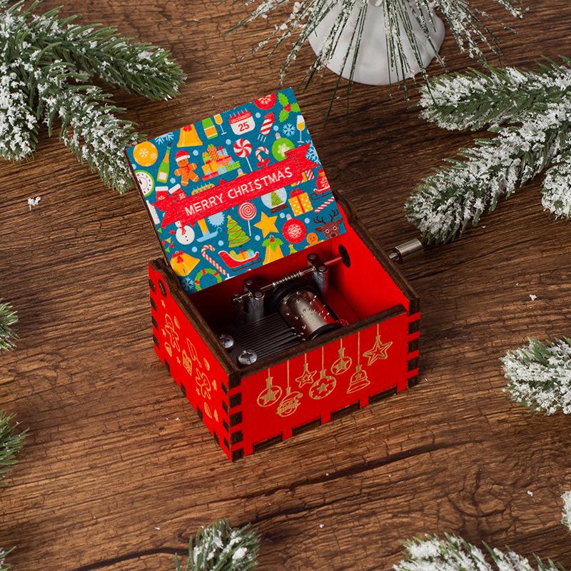 Wooden Hand-Cranked Christmas Music Box Ornament