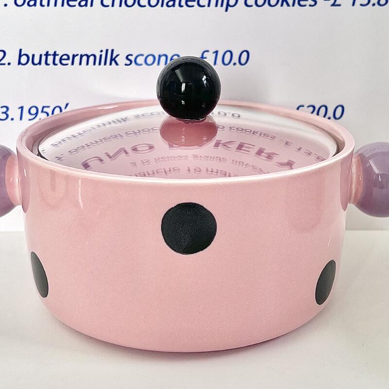 

ZISIZ Cute Color-Block Ceramic Noodle Bowl with Lid