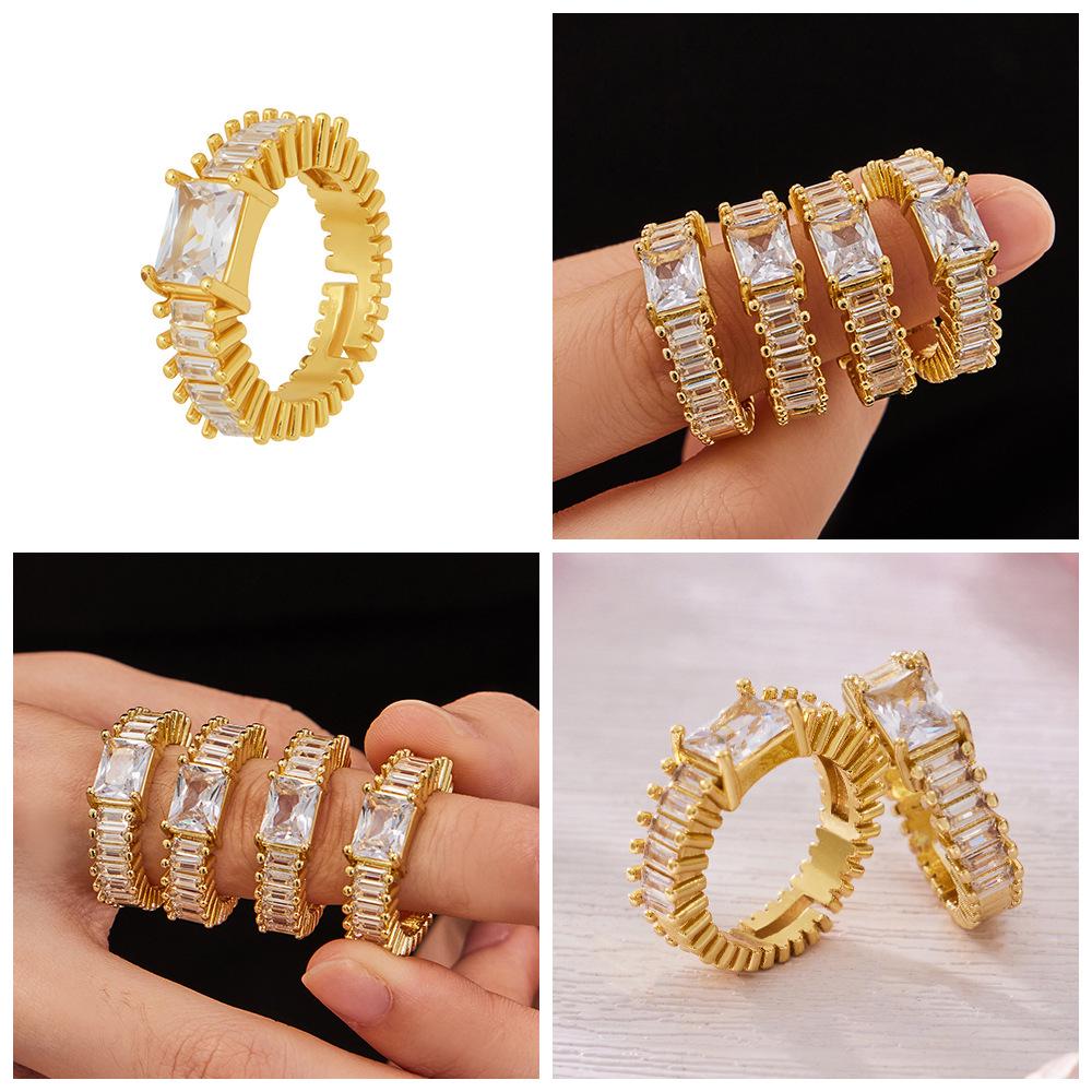 Gold-Plated Zirconia Geometric Ring - Chic European & American Style, Versatile Index/Finger Ring for a Luxurious Fairy-Tale Look.