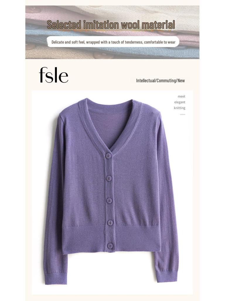 Women's Flashing V-Neck Knitted Cardigan - Lightweight Autumn Sweater, Stylish Short Outerwear, Air-Conditioning Top