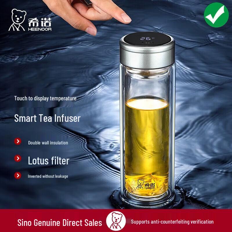 Xeno Smart Double-Layer Glass Tea Cup with Temperature Display