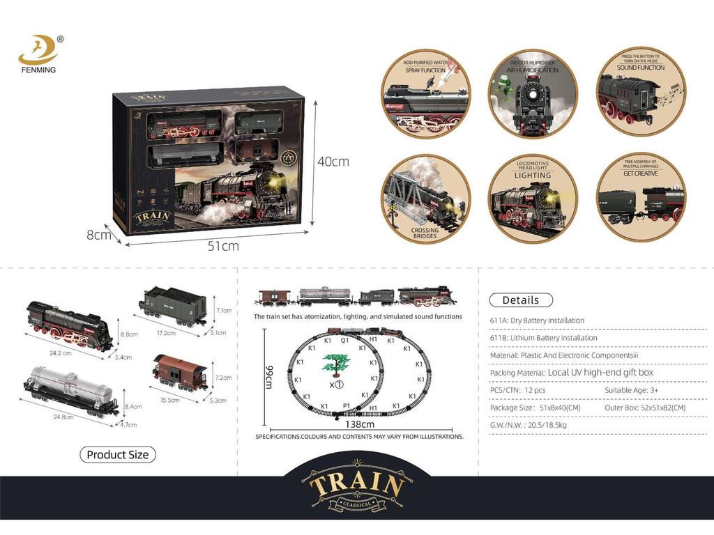 Retro Zestaw Torów Kolei Parowej - Elektryczna Zabawka dla Dzieci