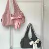 Сумка Harajuku великої місткості Жіноча сумка Fairycore Aesthetic Bow Chic Grey Handbag Жіноча вінтажна мила сумка через плече
