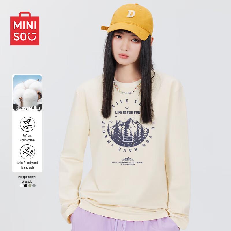 MINISO Men s Premium Pure Cotton Long-Sleeve T-Shirt M