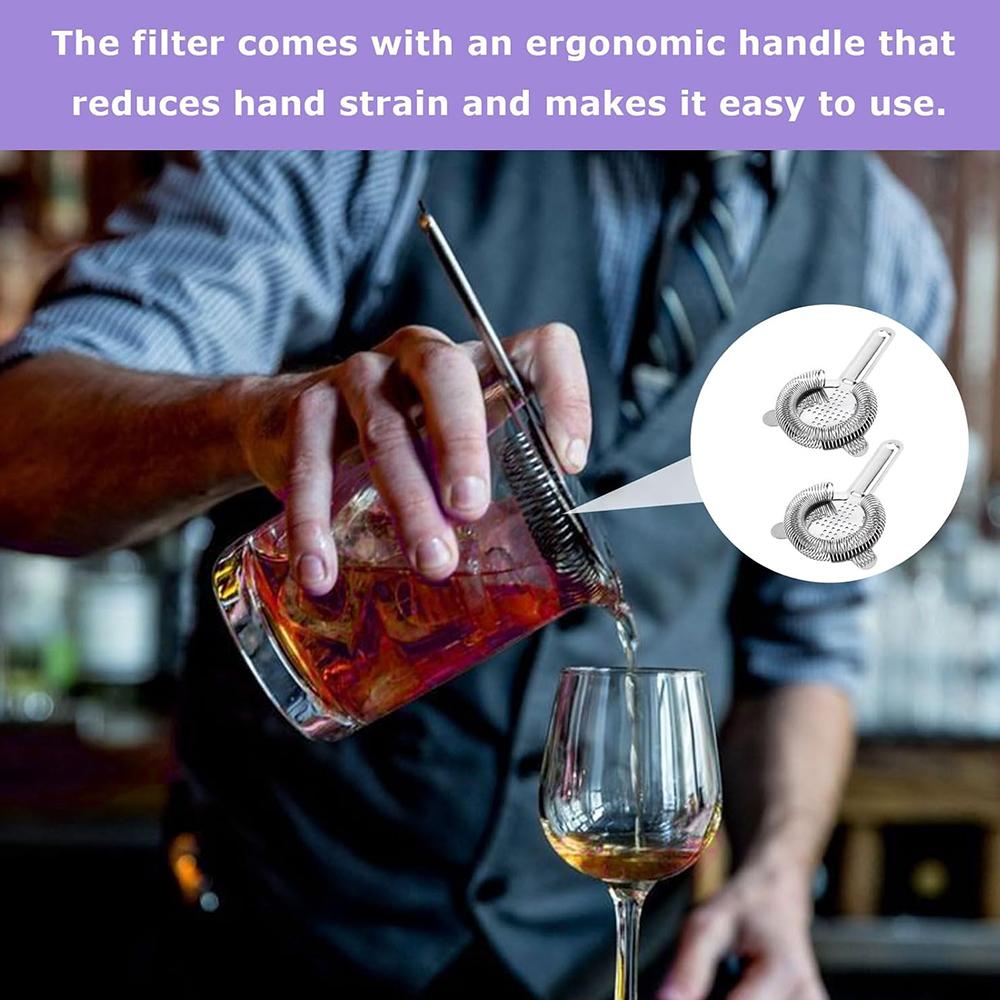 2Pcs Stainless Steel Bar Cocktail Strainer For Home Kitchen Bar Accessories