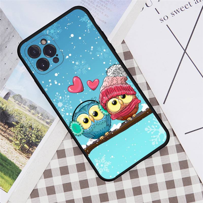 Animal Cute Cartoon Owl Phone Case For iPhone 6 7 8 Plus 11 12 13 14 Pro SE 2020 MAX Mini X XS XR Back Funda Cover