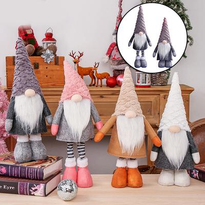 Christmas Faceless Gnome Plush Doll with Retractable Legs & Long Hat Elf Plush Toys Holiday Home Shop Window Decor