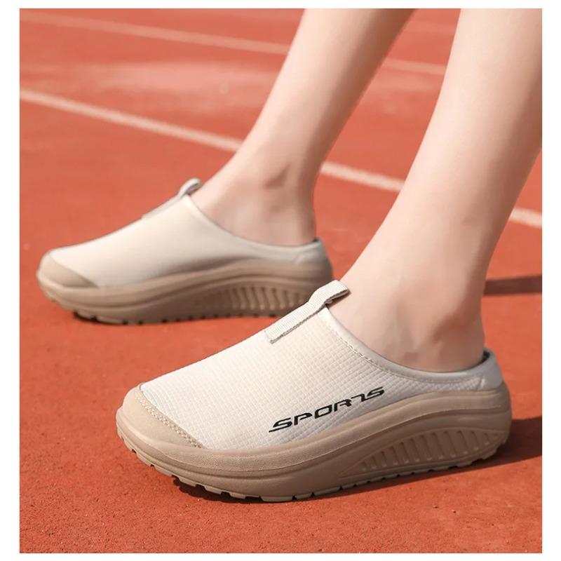 Summer Outdoor Anti Slip Women Casual Shoes Mesh Breathable Soft Comfortable Flat Slippers Thick Bottom