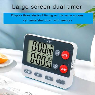 2-Kanal-Timer ABS mit magnetischer Rückseite Tragbar für Kochen, Übung und Klassenzimmeraktivität für Countdown-/Countup-Verwendung