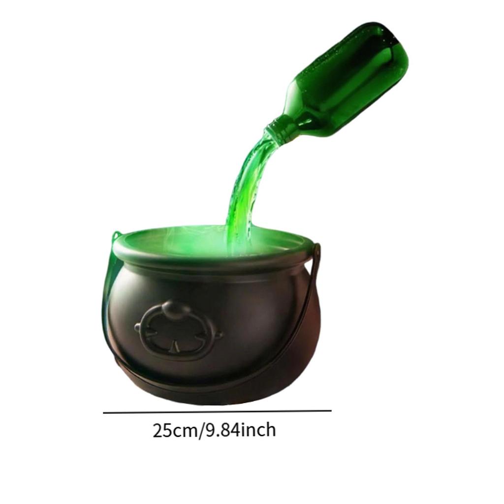 Halloween Witch Cauldron Mist Maker with Lights Indoor Floating Bottle Mist Maker Spooky Horror Holiday Haunted House Pot Prop