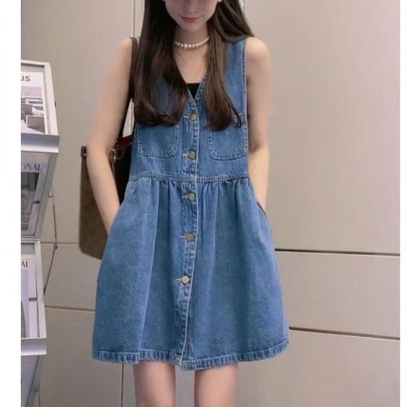 

Women s Petite Denim Suspender Dress - Loose Fit Short Overall XL [Recommended for 125-140 lbs]