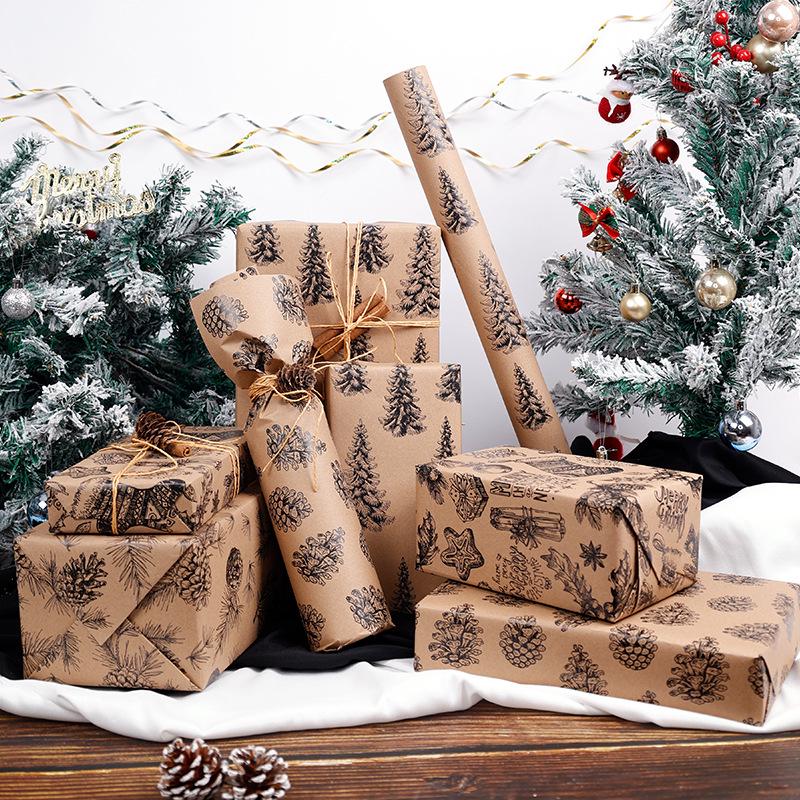 Large Christmas Double-Sided Kraft Gift Wrapping Paper, 80g
