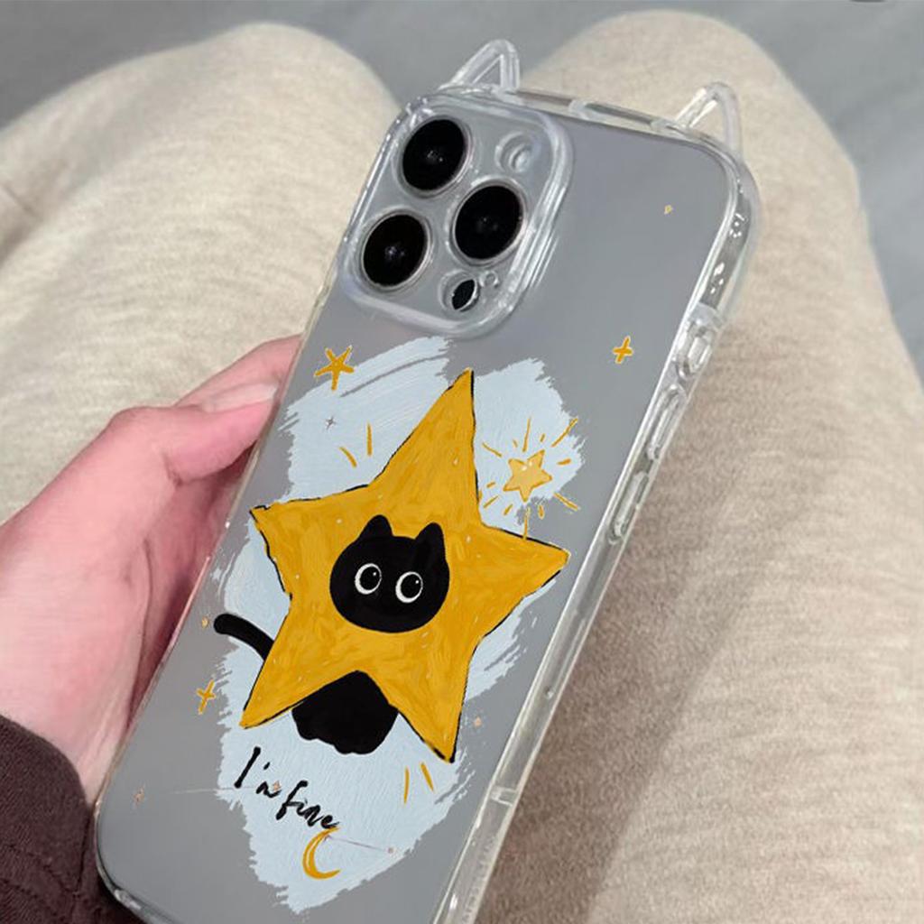 Für Katzenohren für Apple 13pro Handyhülle Sturzsichere Handyhülle für Apple Handy Schutzhülle Einfacher und kreativer Stil