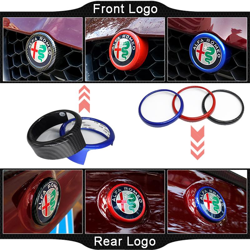 

Кольцо для украшения логотипа спереди и сзади, наклейка с логотипом автомобиля для Alfa Romeo Giulia Stelvio, экстерьер