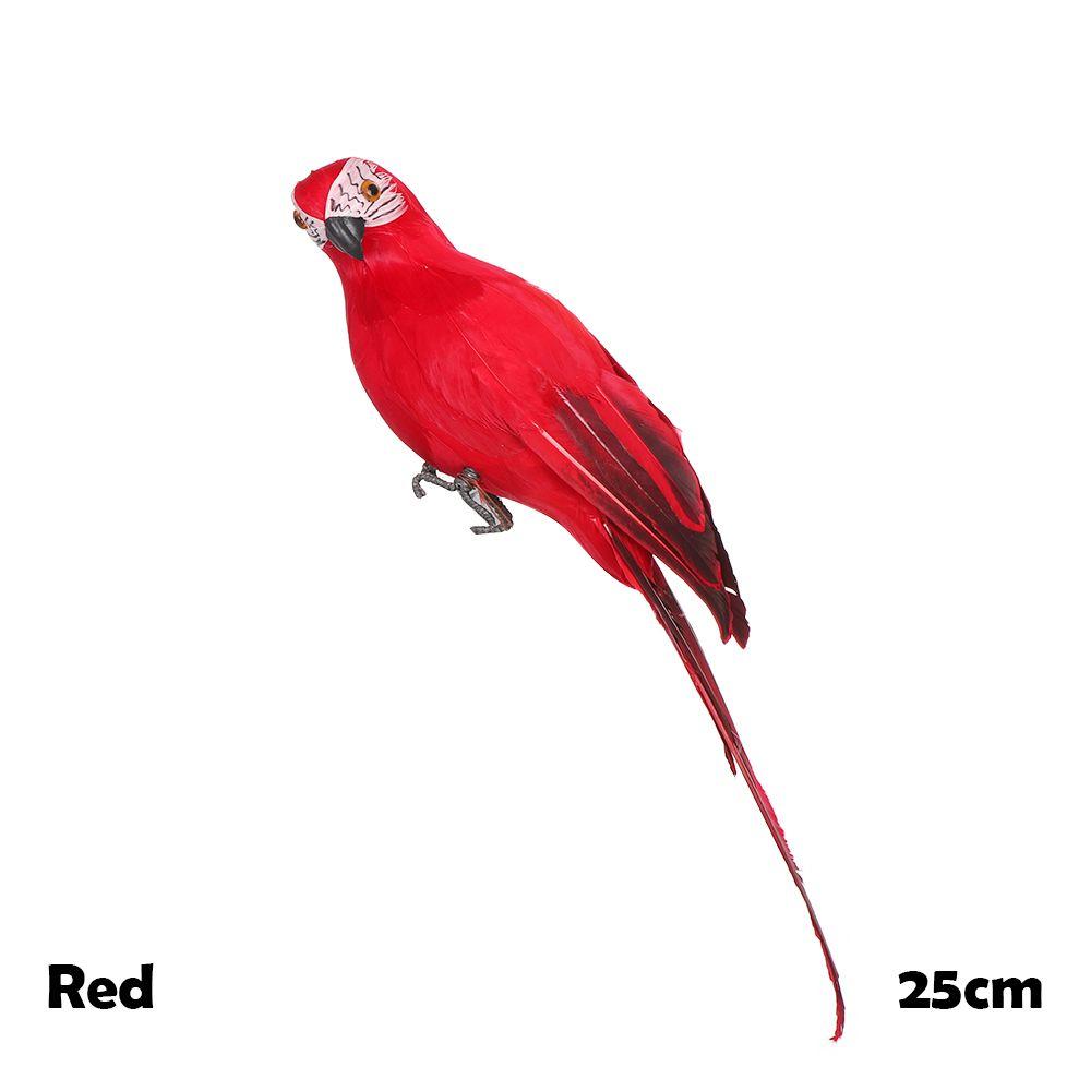 

1 PC Handmade 25/35cm Yard Ornament Animal Figurine Parrot Miniature Feather Simulation Bird червоний