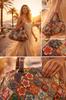 Women's Patchwork Bag with 3D Flowers