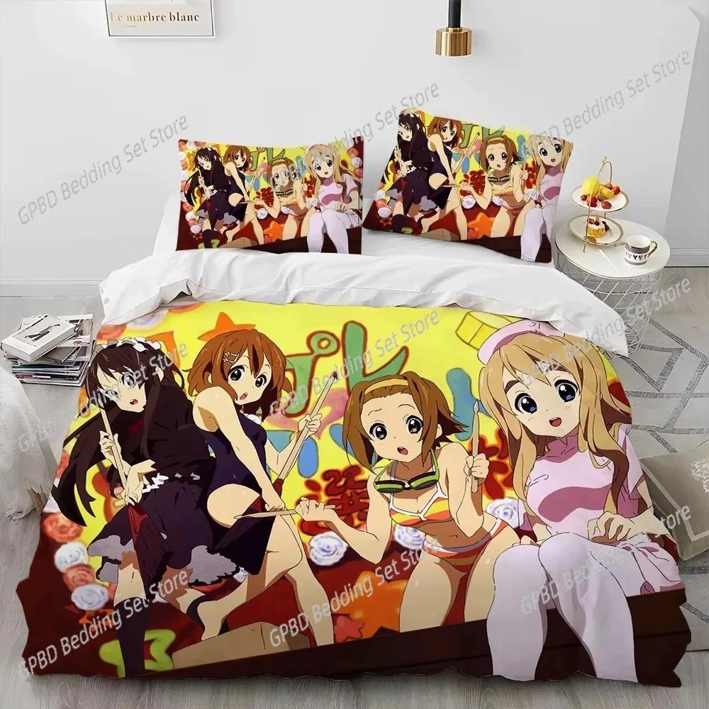 Comforter K-On Kawaii Girls Anime Bedding Set 3D Printed Suitable For Bedroom Kids Home Textile