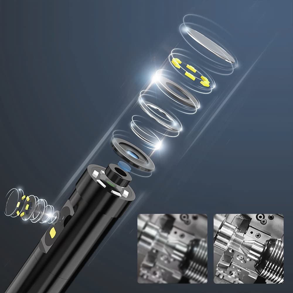 AMTORIN 6mm Diameter Fiberscope, Dual Camera Endoscope, 5m Long, with 32GB Memory Card, Digital Endoscope, Dual Lens, Snake Camera, Dual Fiberscope,