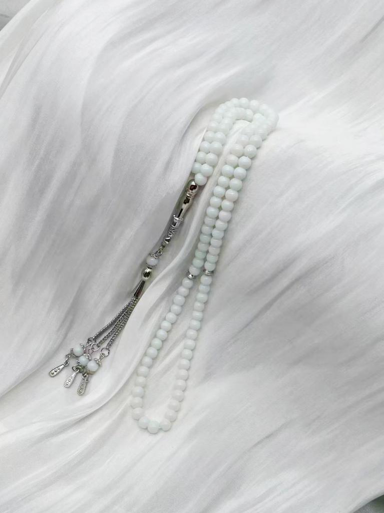 Handmade Glass Tasbih | Muslim Prayer Beads with Elegant Tassel | Daily Use Islamic Rosary & Fashion Spiritual Bracelet