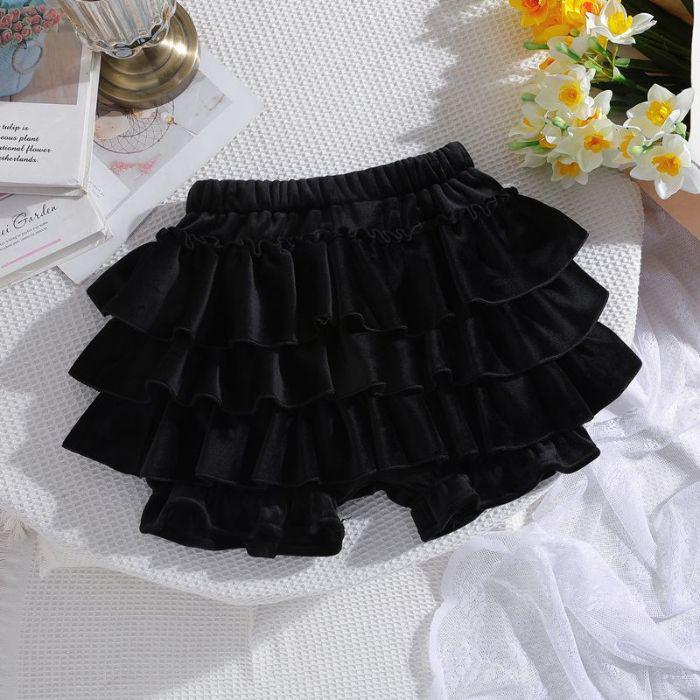 Baby Girl Fluffy Pumpkin Culottes Skirt with Cute Ruffles and Puff Design