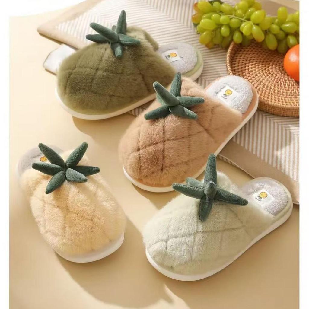 2025 Autumn Pineapple Print Warm Couple Slippers