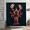 Shower Curtain 3D Printed Waterproof Non-Slip Bathroom Decor Lobster Design in Dark Blue Fabric Shower Curtains for Home Decorat