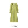 Kaslead New Arrival Women's Clothing Fashion Style Fashion Minimalist Puff Sleeves Print Long Sleeves Dress