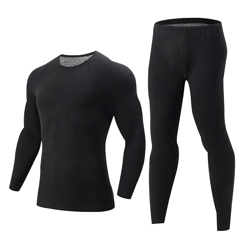 Men's Plus Size Thermal Underwear Set Winter Warm Base Layer Long Johns Casual Dark Grey