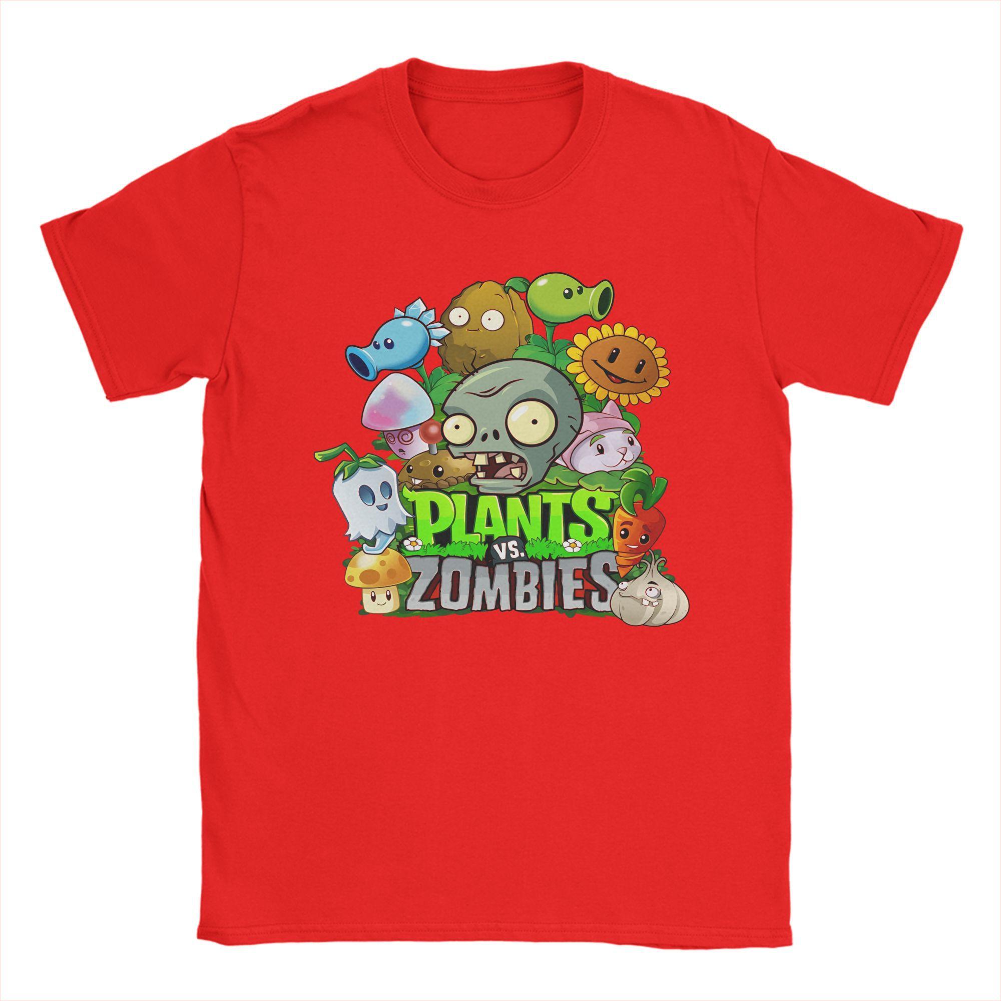 Plants Zombies TShirts for Unisex Fun Pure Cotton Tees Crewneck Short Sleeve T Shirt Gift Idea Clothing S