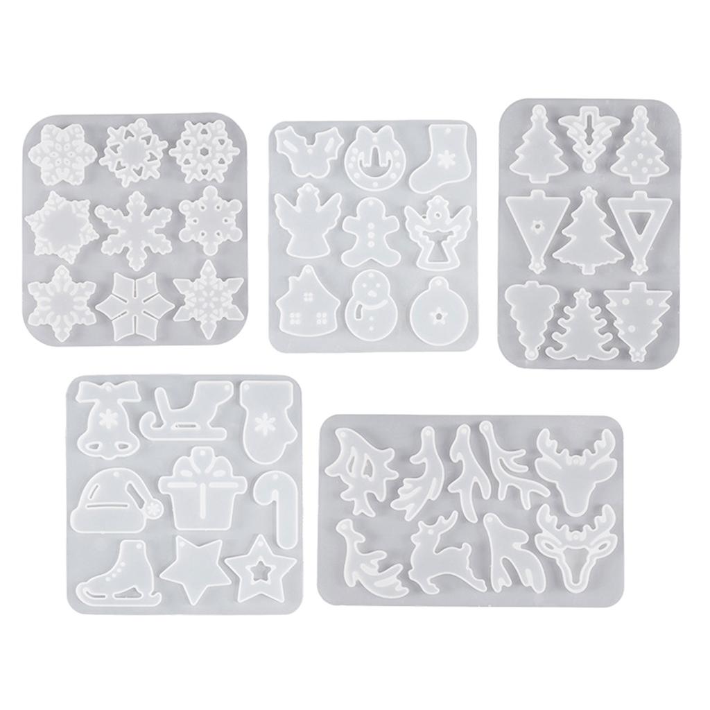 Christmas Series Earrings Silicone Molds Crystal Epoxy Resin Christmas Ornament Molds for Festive Jewelry Crafting