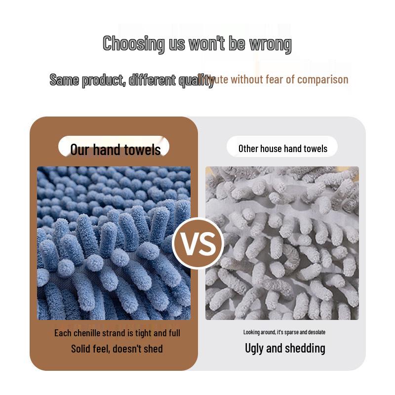 Cartoon Quick-Dry Chenille Towel for Kitchen & Bath, Wall-Mounted & Water-Absorbing