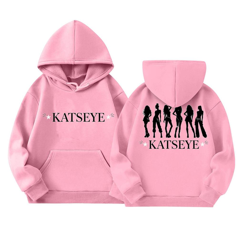 Girls' Fashion Long-Sleeve Hooded Sweatshirt with Print and Pockets