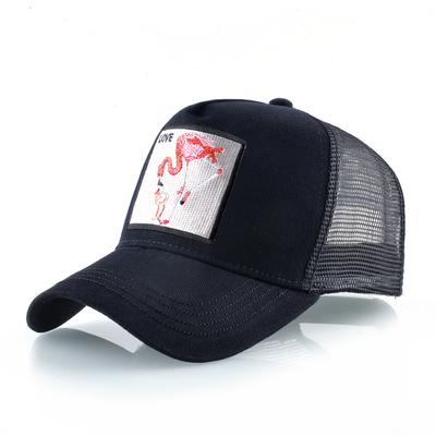 Mode Baseball Kappe Mit Flamingo Stickerei Patch Snapback Mesh Baseball Hut Für Frauen Männer Outdoor Casual Visier Hip Hop Caps