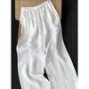 Hangzhou Purpleflower Holly Leaf Classy Best Selling ~ White Linen Matchet Pants Women's Summer Drawstring High Waist Casual Wide-Leg Trousers